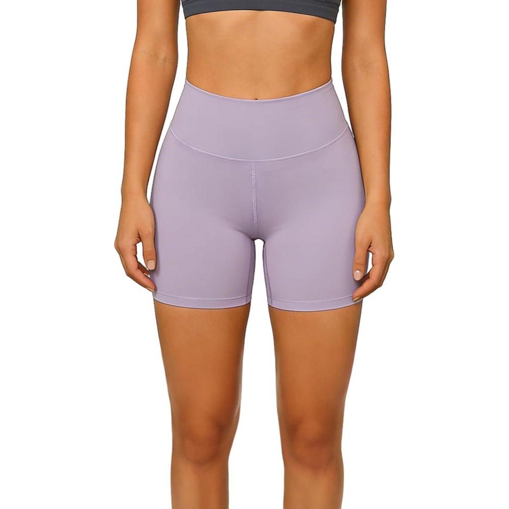 image:imageHigh Waisted Workout Biker Shorts for Women5 Tummy Control Athletic Running Gym Yoga Spandex Shorts06light Purple
