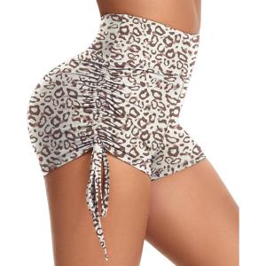 Hi Clasmix 5″ Women’s High Waist Biker Shorts – Running, Gym, Yoga, Cycling, Dance, Workout Athletic Shorts(Beige Leopard)