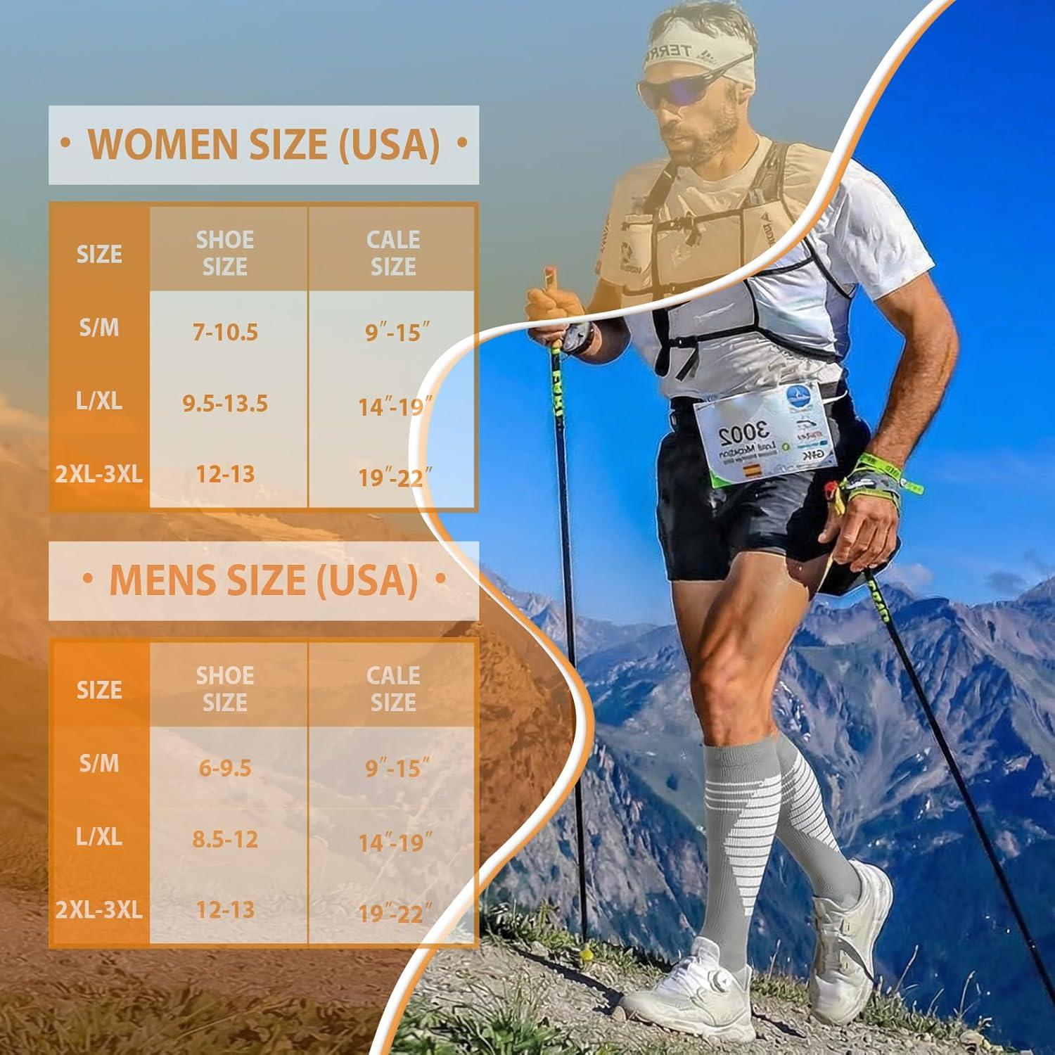 image:imageGraduated Compression Socks for WomenampMen 2030mmhg Knee High Socks Travel Hiking Running Stocking066 Pairs Multi Stripe05